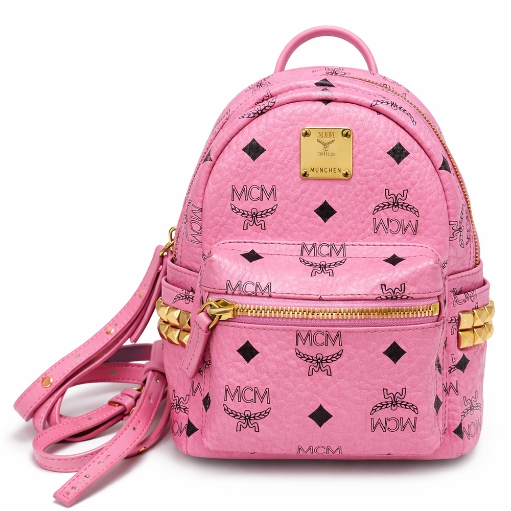 MCM Pink Backpack with Gold Accents